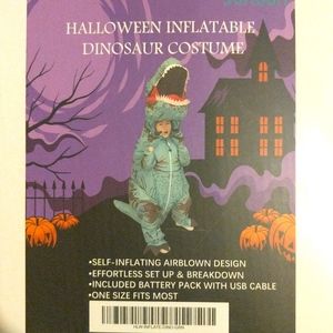 NIB Kids Inflatable Dinosaur costume. Turquoise color.